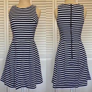 LOFT Navy & White Striped Fit & Flare Dress
